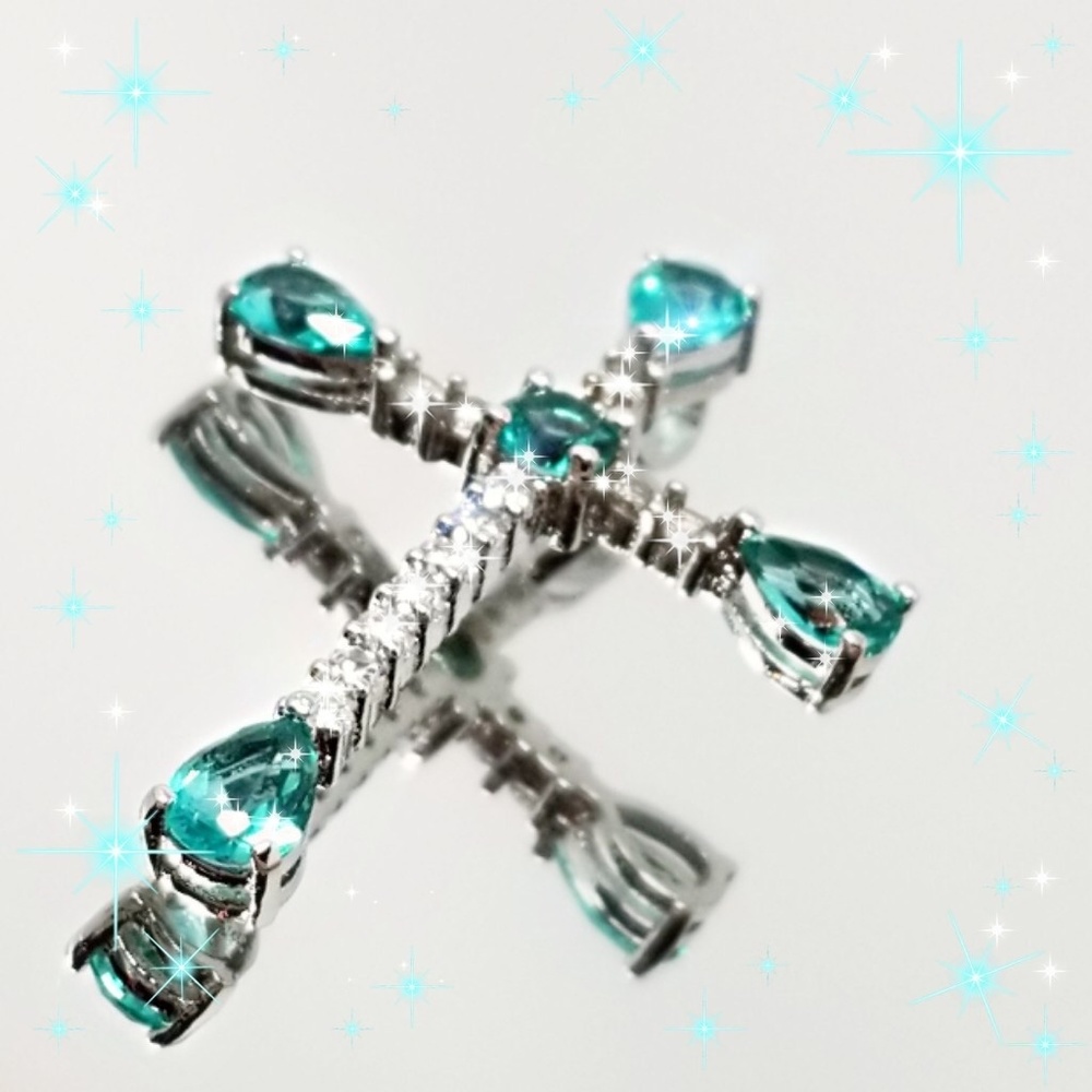 👼3.5CTTW 'SKY BLUE TOPAZ' & DIAM. CROSS 👼